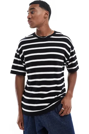JACK & JONES Oversized knitted stripe t-shirt in