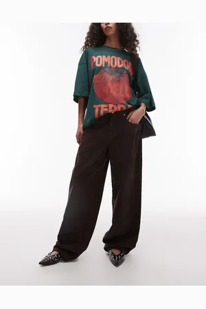 Topshop Cinch low rise relaxed cord jean in