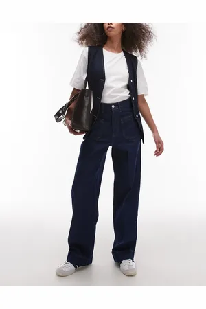 Topshop Mid rise loose fit jean with patch pocket in rinse indigo