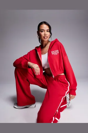 Kaiia Studio running club cropped zip up hoodie co-ord in