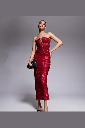 Murci Exclusive mesh column maxi skirt co-ord in textured floral applique