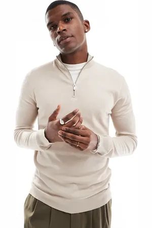 Only & Sons 1/4 zip jumper in stone