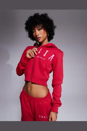 Kaiia Embroidered logo oversized hoodie co-ord in and pink