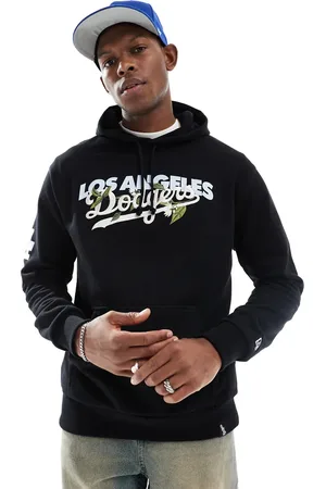 New Era LA Dodgers floral embroidered logo hoodie in