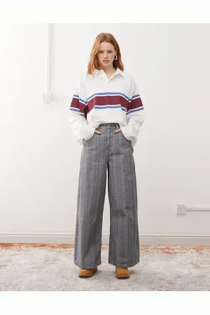 COLLUSION Wide leg jean in stripe