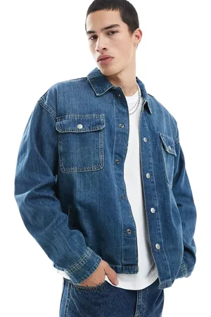 JACK & JONES Boxy denim jacket in mid denim