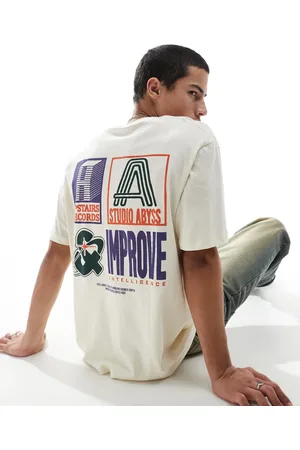 JACK & JONES Oversized t-shirt with retro backprint in off