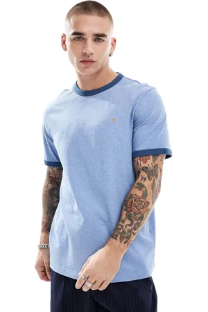 Farah Groves ringer t-shirt in light and navy