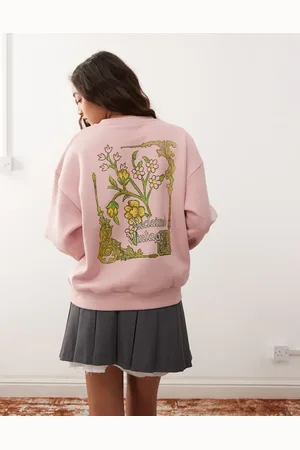 Reclaimed Sweatshirt with gothic floral print in pink