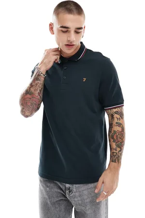Farah Alvin short sleeve polo in with tipping