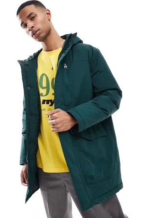 Only & Sons Water repellent hooded parka in dark