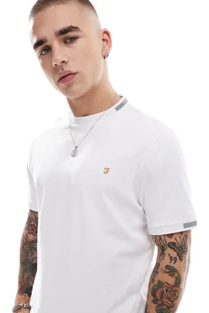 Farah Northleigh t-shirt in with jacquard cuffing