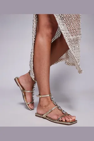 Simmi London Simmi London Azura embellished strap tie detail flat sandals in