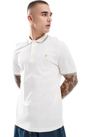 Farah Alvin short sleeve polo in with tipping