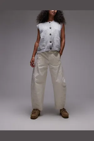 ARKET Linen blend barrel leg trousers with panels in cream
