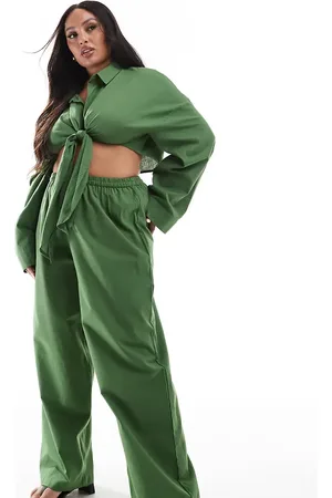 Esmée Exclusive beach trouser co-ord in olive