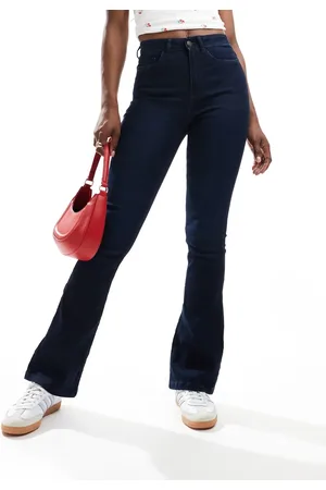 Noisy May Sallie high waist flare jeans in dark blue wash
