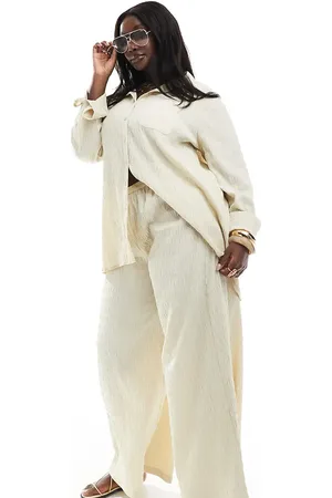 Esmée Exclusive textured beach trouser co-ord in stone