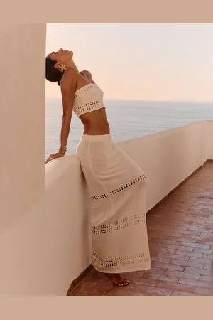 4th & Reckless X Luana Barron odette knit maxi beach skirt in cream