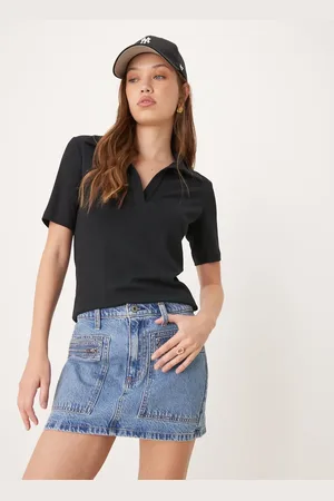 Abercrombie & Fitch Lightweight denim mini cargo skirt in light wash