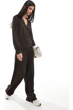 Object Plisse trouser co-ord in chocolate