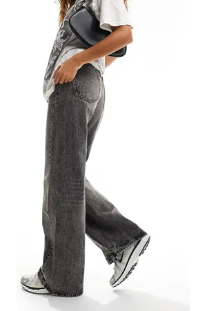 Glamorous Straight leg mid rise jeans in dirty grey denim
