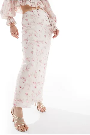 Love Triangle Crinkle maxi skirt co-ord in blur print