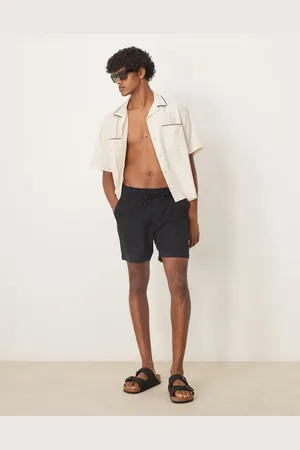 Abercrombie & Fitch 6 inch textured linen drawstring shorts in