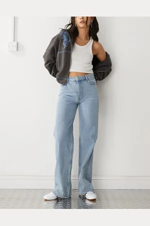 Monki Yoko high waist wide leg jeans in mid