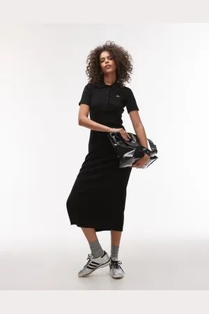 Lacoste Ribbed polo maxi dress in