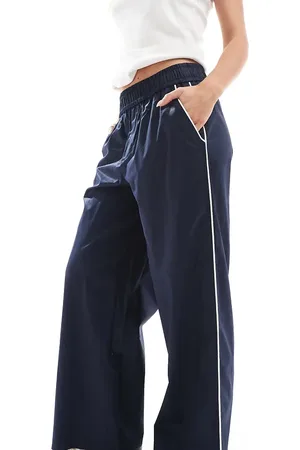 ONLY Contrast piping wide leg trousers in