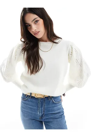 Miss Selfridge Pointelle stich jumper in cream