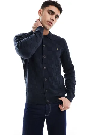 Farah Trinity button up long sleeve knitted shirt in
