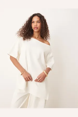 ASOS Interlock co-ord off shoulder sweat in coconut milk