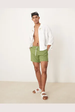 Abercrombie & Fitch 7 inch drawstring swimming trunks in stripe