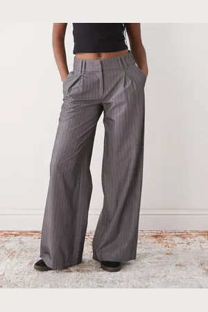 COLLUSION Wide leg seam detail trouser in pinstripe
