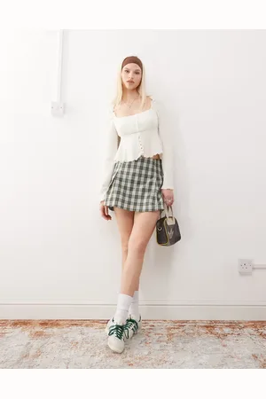 Reclaimed Mini skort in green check