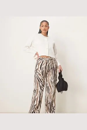 JDY Wide leg trousers in abstract zebra print