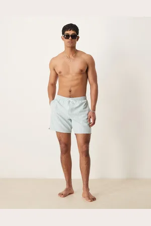 Abercrombie & Fitch 7 inch drawstring swimming trunks in stripe