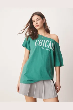 Abercrombie & Fitch Slash neck t-shirt with Chicago print in