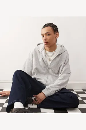 COLLUSION Zip through boxy hoodie in marl
