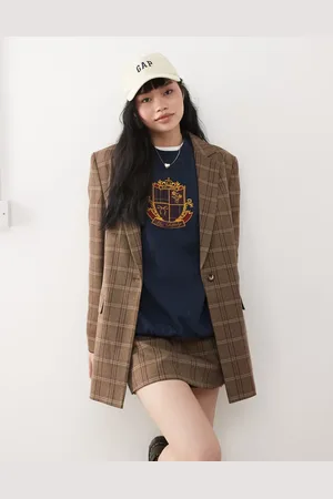 Miss Selfridge Co-ord tailored oversized blazer in check print