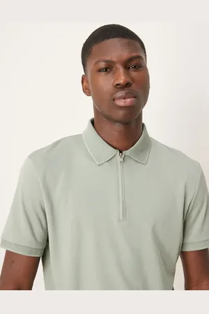 SELECTED Zip polo shirt in light