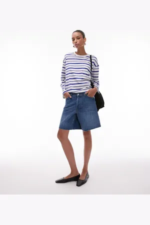 Topshop Denim loose fit jort in mid
