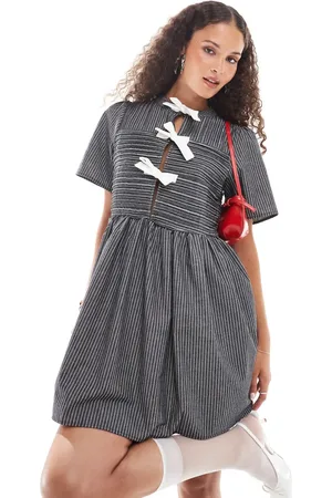 Ghospell Bow detail shirt mini dress in mono