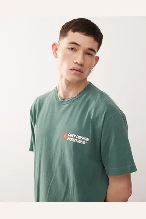 Obey Design industries graphic logo t-shirt with back print in pigment dark