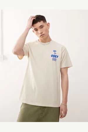 Obey Building strong minds graphic logo t-shirt in cream
