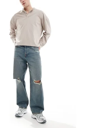 JACK & JONES Alex baggy fit jeans with knee rip in