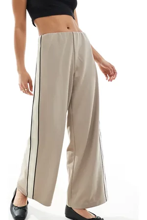 VERO MODA Loose pull on trousers with side stripe in fossil