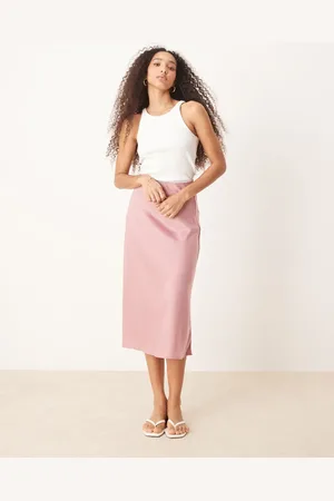 Y.A.S Satin midi skirt in lilas